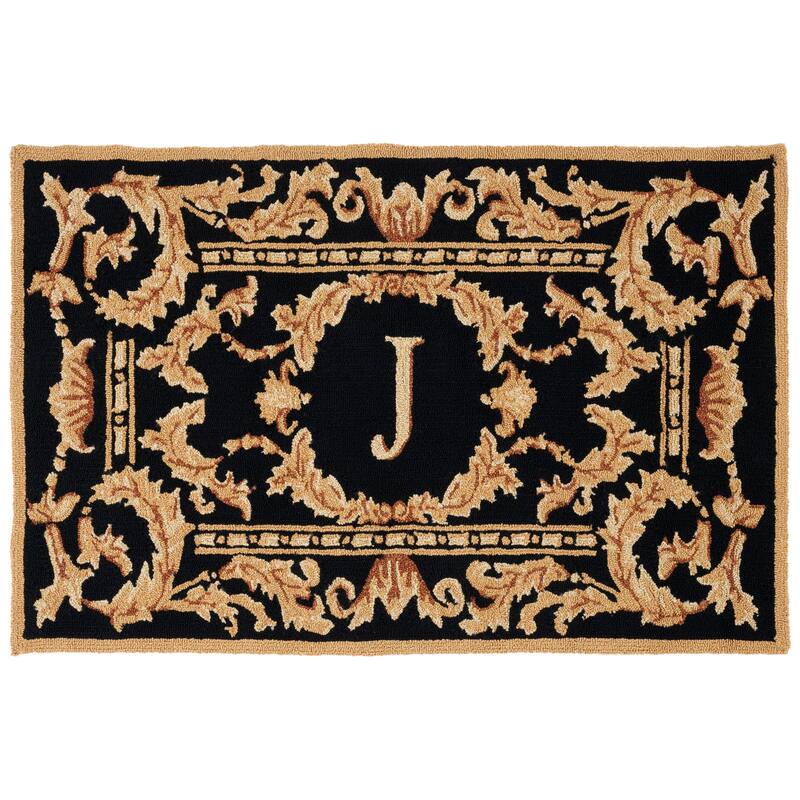SAFAVIEH Handmade Monogram Berendine Casual Rug - 2'6" x 4' - J - Black - Rectangle
