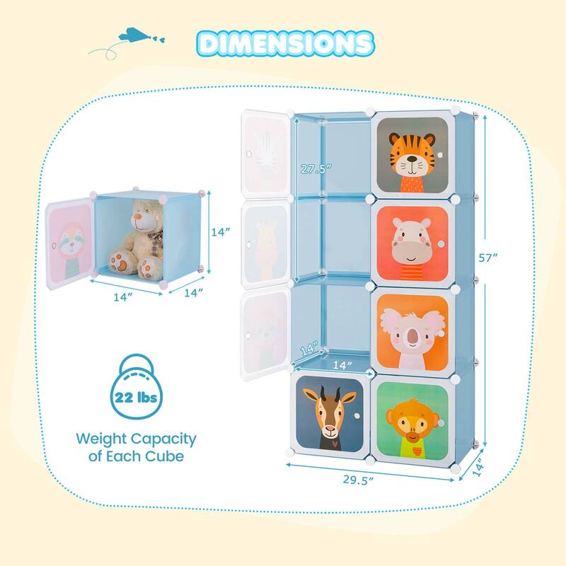 Costway 8-Cube Kids Wardrobe Baby Dresser Bedroom Armoire Clothes