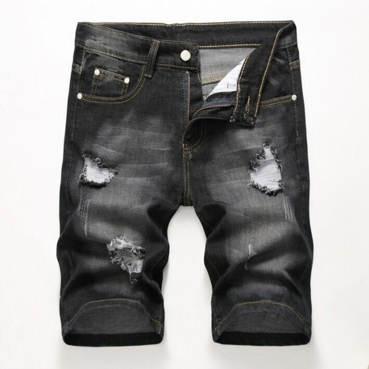 mens fitted jean shorts