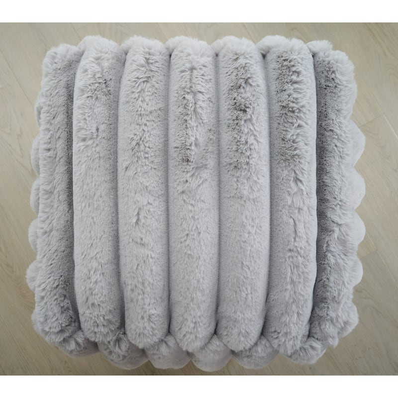Madrid Collection Ultra Soft Ribbed Faux Fur Indoor Pouf