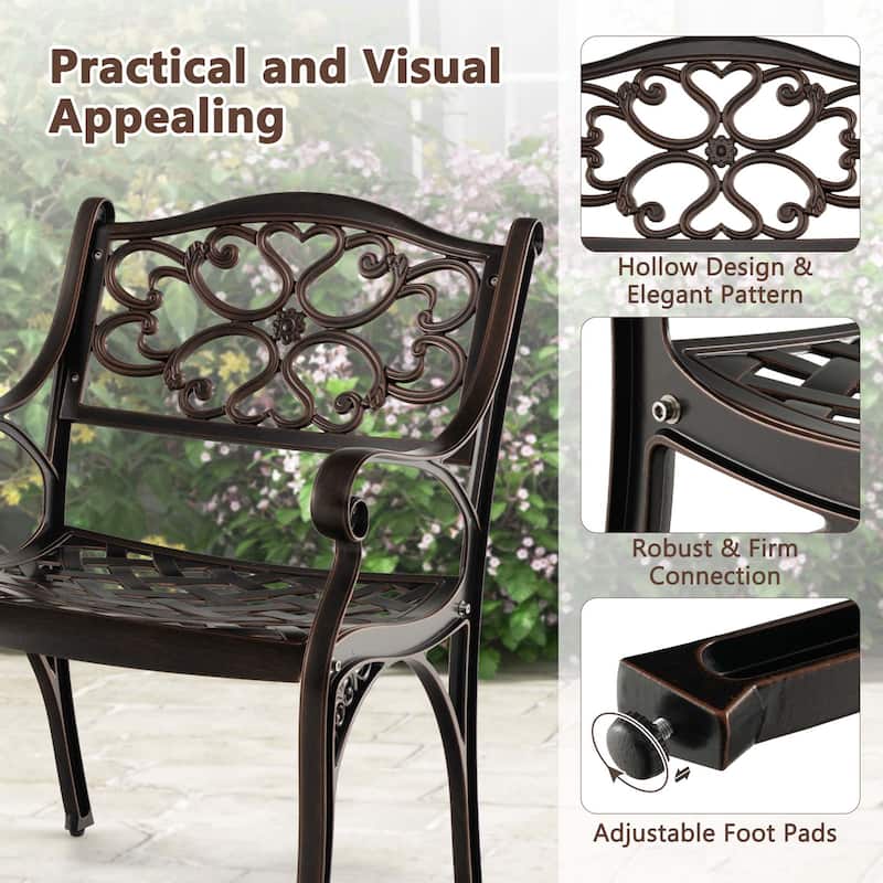 Costway 2/4 PCS Cast Aluminum Patio Chairs Set of 2 Outdoor Dining - See Details