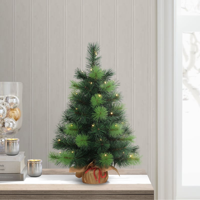 Puleo International Pre-Lit 2' Tabletop Artificial Christmas Tree
