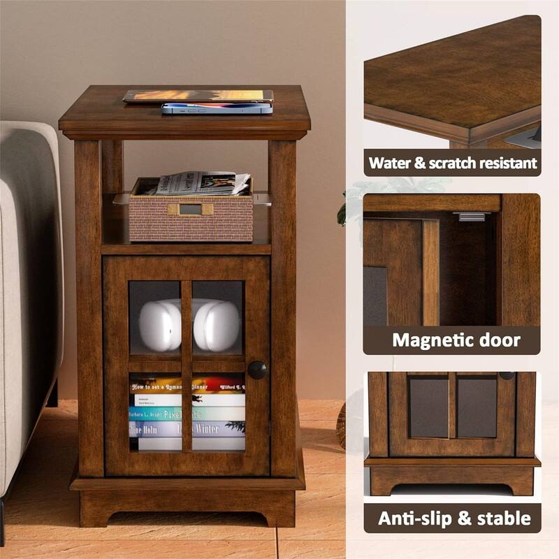 End Table with Hidden Charging Station - 23.6"D x 14"W x 23.6"H