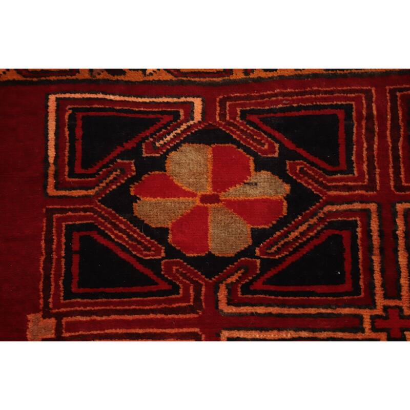 Hand Knotted Oriental 100% Wool Carpet Traditional Geometric Oranges & Rust Ardebil Runner Rug - 10' 2'' X 4' 4''