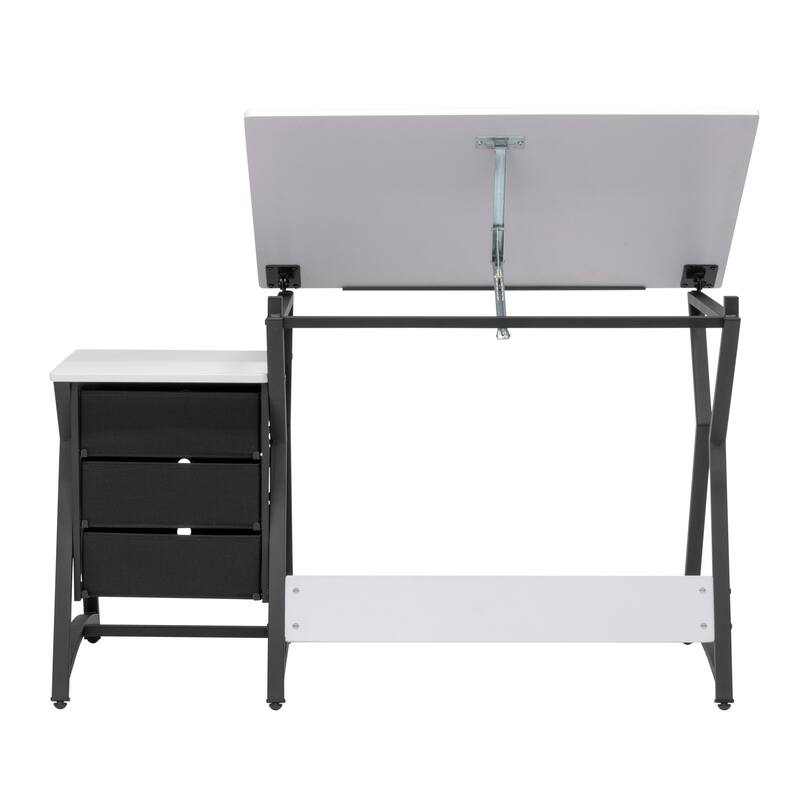 Studio Designs Hourglass Craft Center with MDF Stool, Charcoal/White