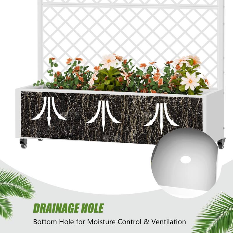 Raised Garden Bed Planter with Trellis Movable Planter Box with Lockable Wheels