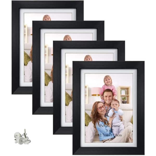 Wood 5x7Picture Frame Set of 1/3/6 Display Pictures 4x6 with Mat or 5x7  with Mat