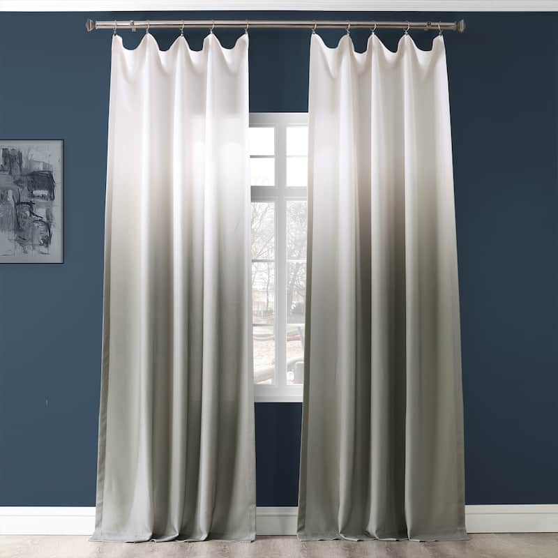 Exclusive Fabrics Ombre Faux Linen Light Filtering Curtains (1 Panel) - Lightweight Elegance, Natural Light Enhancement - 50 X 96 - ombre slate