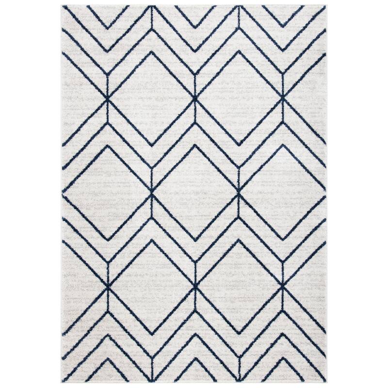 SAFAVIEH Adirondack Benilda Modern Geometric Rug - 8' Square - Light Grey/Navy