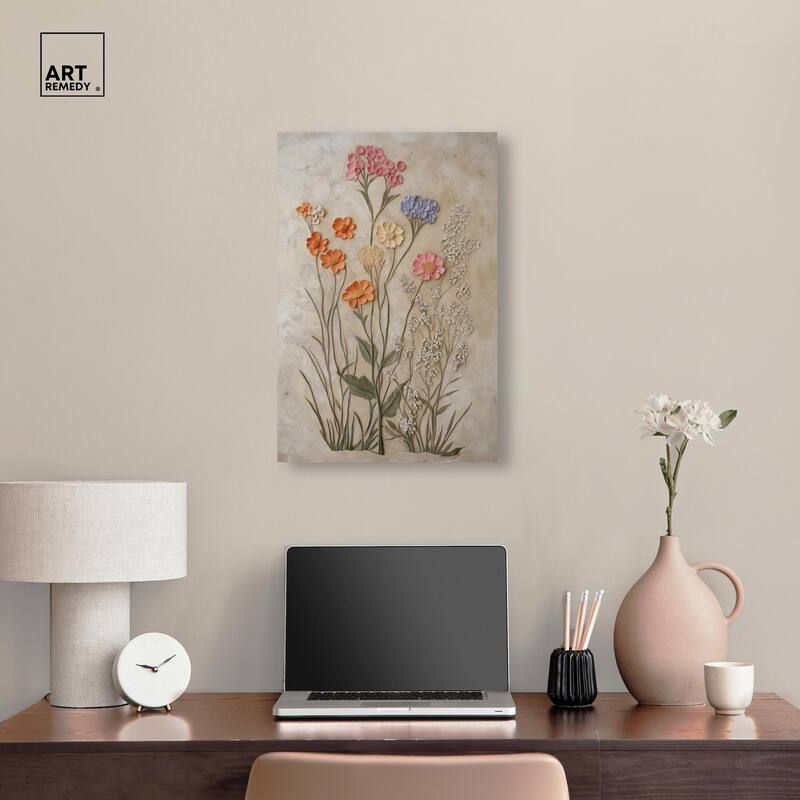 Sculpted Flora Frieze IV Canvas by Art Remedy, Gallery Wrapped