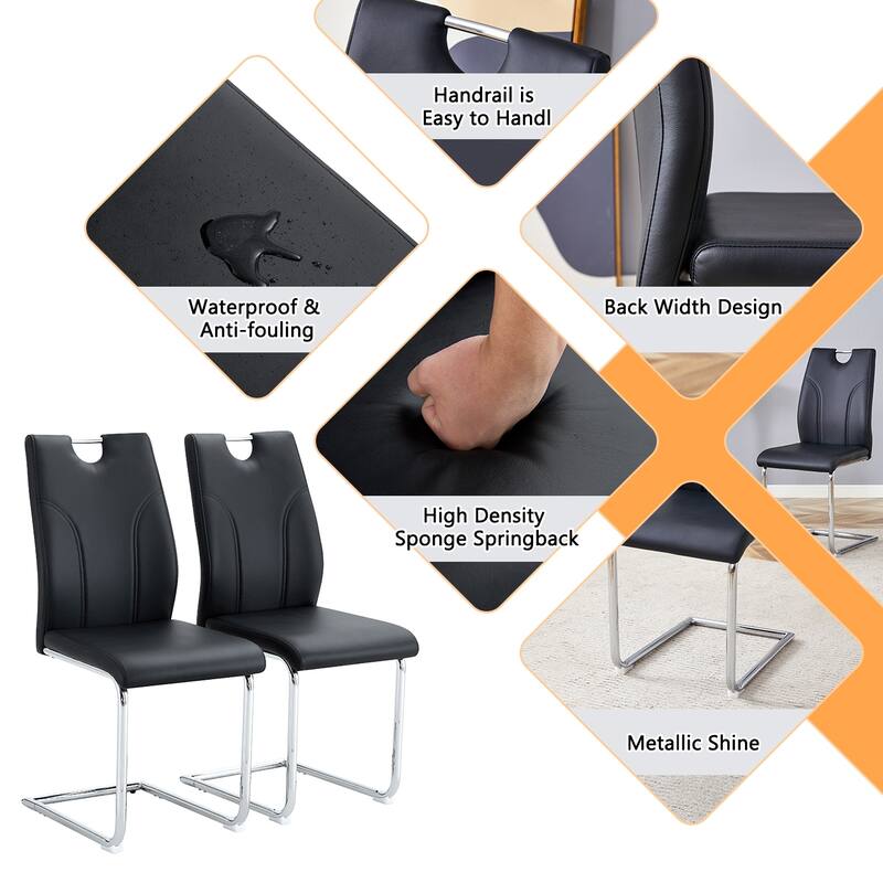 PU Dining Chair Set – Sleek Metal Legs, Versatile for Office, Kitchen, or Restaurant Use.