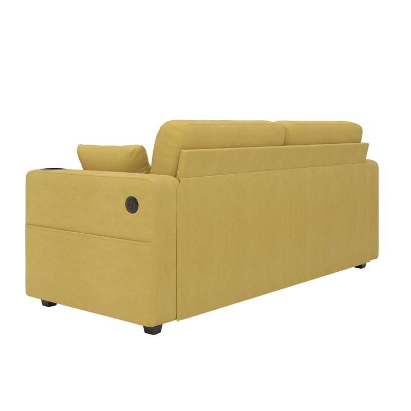 Sofas, Couch Set, 3 Seats Sofa, USB Charging,Wood Frame, Easy to Install, with Storage, Charging Station, Cup Holder