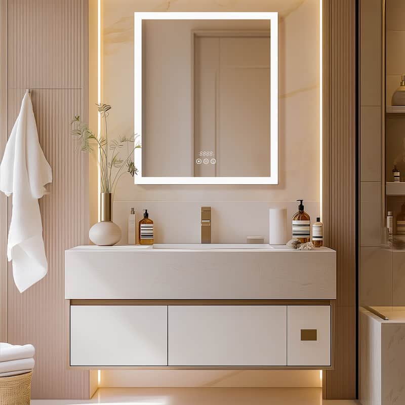 Mildewproof Aluminum Frame Bathroom Mirror Medicine Cabinet with Socket, Bluetooth Player