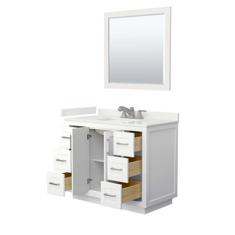 Miranda 42-inch Single Vanity, Quartz Top, 34-inch Mirror
