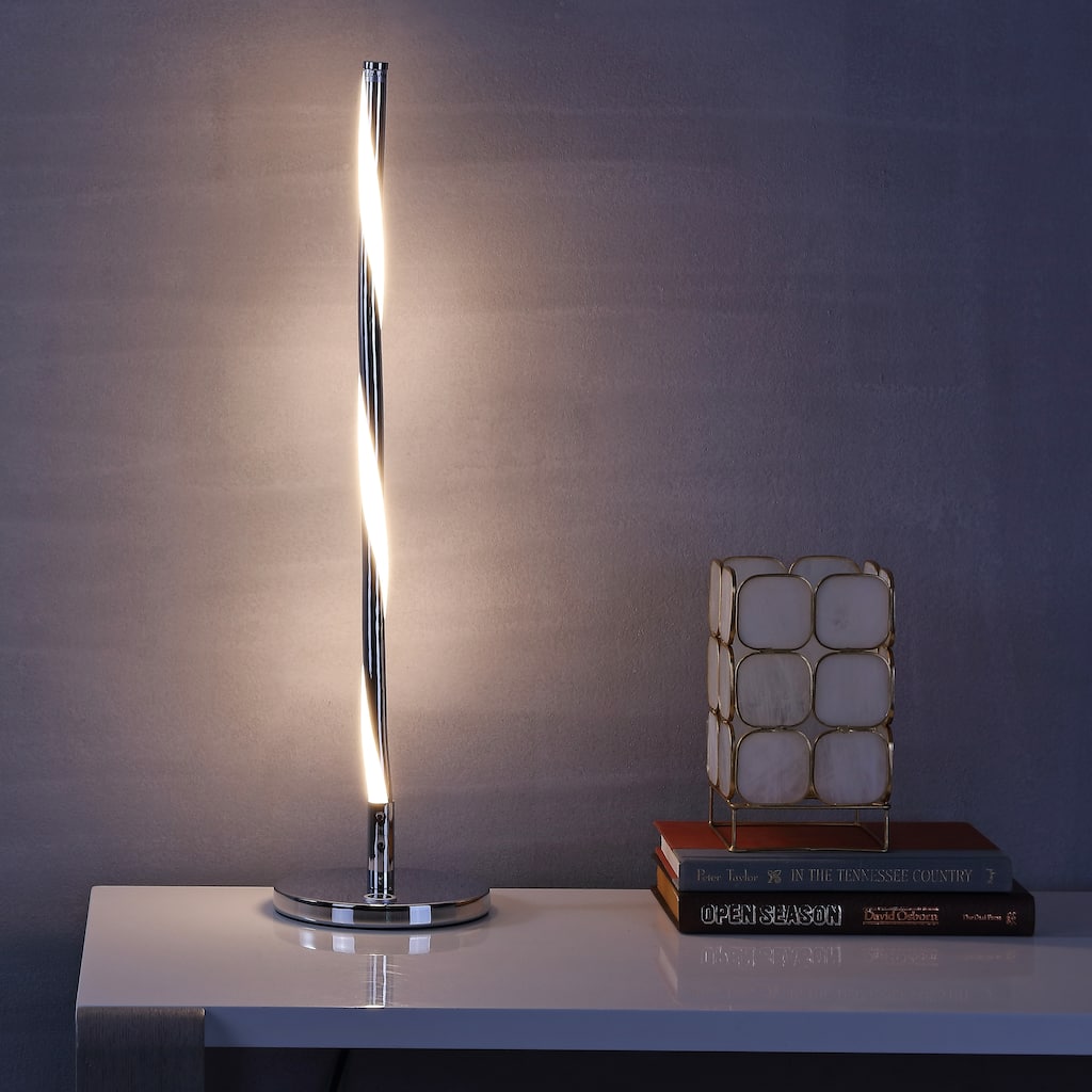 Cairo 23.5" LED Integrated Table Lamp, Chrome by JONATHAN Y