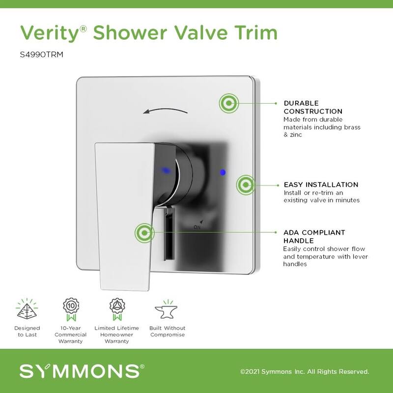 Symmons S4990TRM Verity Pressure Balanced Valve Trim Only with Single