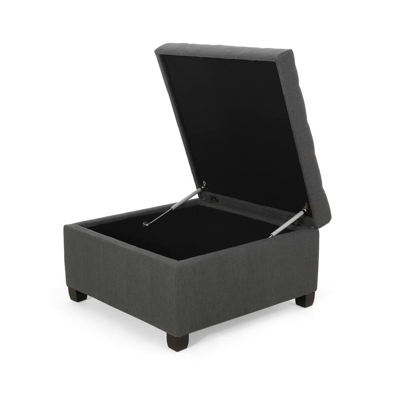 Tufted Fabric Storage Ottoman - Dark Gray Modern Living Room Storage