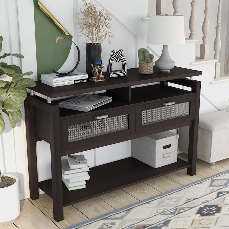 Posa Modern Espresso 47-inch 2-Shelf Sofa Table by Furniture of America