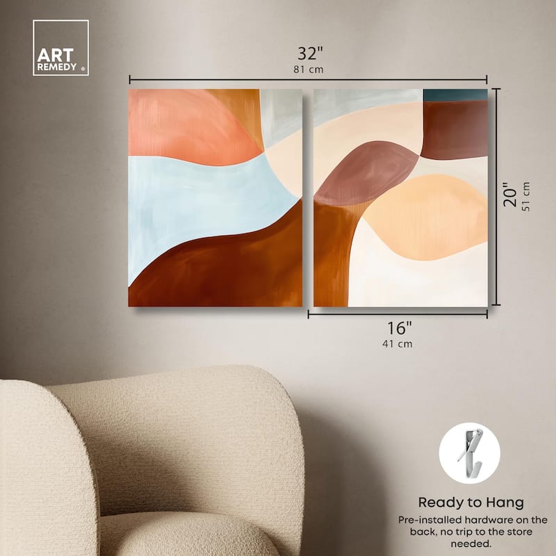 Shapes Revisited II Canvas Set of 2 by Art Remedy, Gallery Wrapped