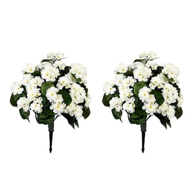 Set Of 2 Artificial Begonias With Ground Spike, 60 Cm Outdoor Decoration Artificial Plant With Flower