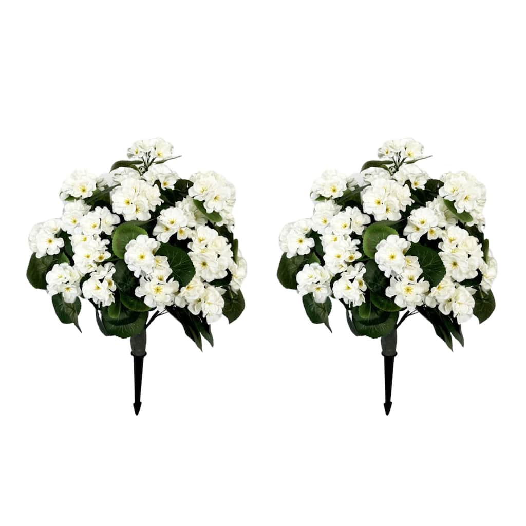 Set Of 2 Artificial Begonias With Ground Spike, 60 Cm Outdoor Decoration Artificial Plant With Flower