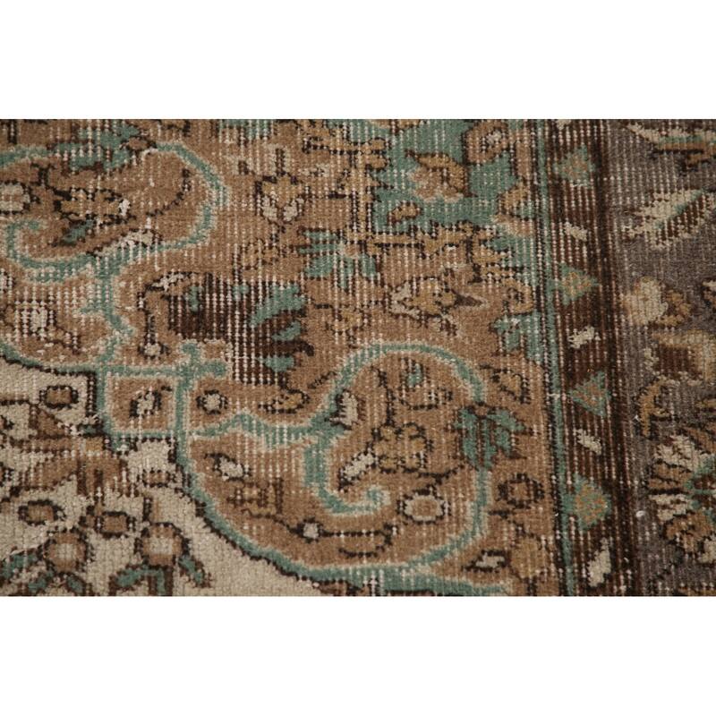 Floral Anatolian Distressed Turkish Vintage Handmade Wool Carpet - 5'9"x 9'0"