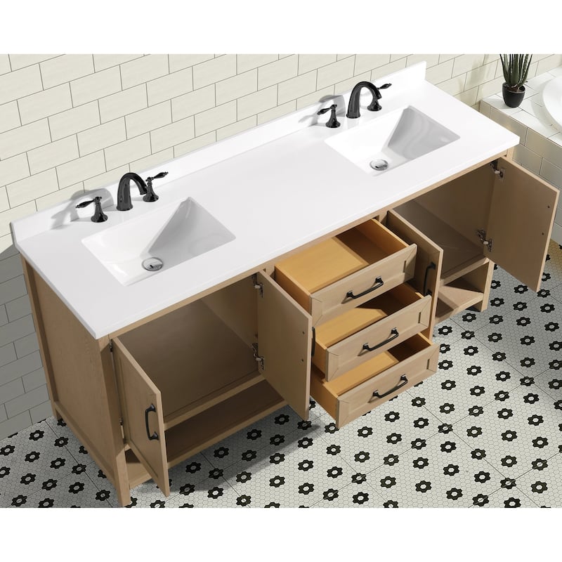 Ari Bath Venice 72" Bathroom Vanity Oak Gray Finish