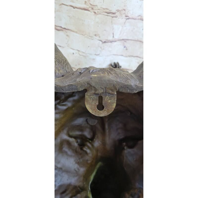 Wall Mounted Hanging Wolf Head Bust Bronze Sculpture Decor Signed Original Art