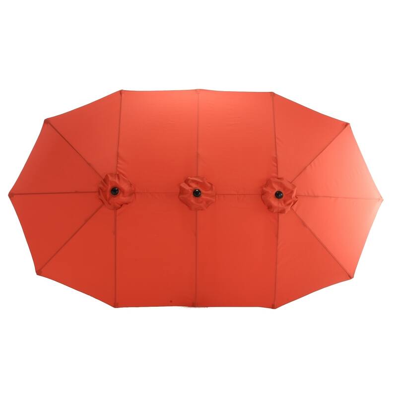 14.86 ft. Steel Market Outdoor Patio Umbrella with 12 Ribs, Crank Open/Close System, Double Sided Umbrella