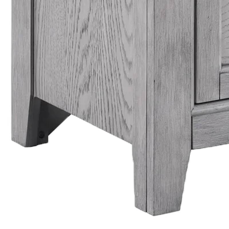 Bix Nightstand, 2 Dovetail Drawers, Bronze Handles, Light Gray