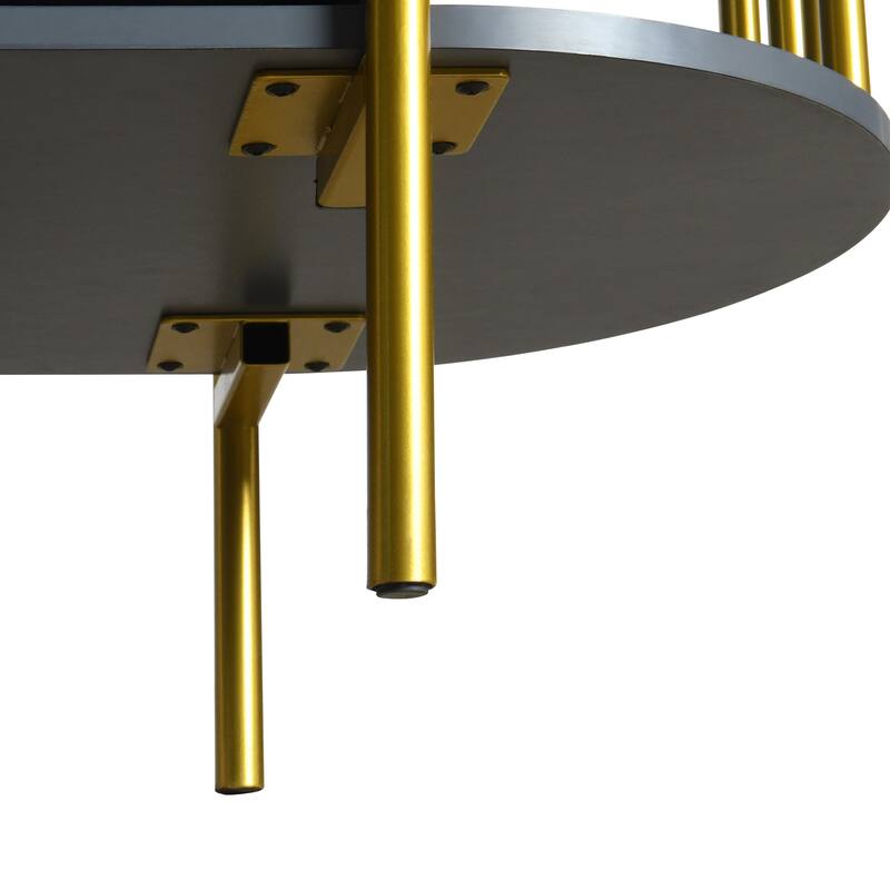 Dining Room Cabinet with Rounded Corners, Rattan Doors & Gold Handles for Elegant Storage