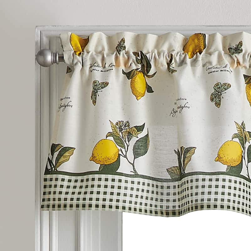 Curtainworks Vintage Lemon 3-piece Kitchen Curtain Tier and Valance Set - 1-Valance And 2-36" Tiers