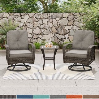 Corvus Livorno Outdoor 3-piece Steel Wicker Swivel Chat Set