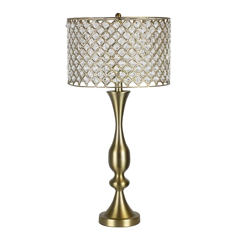 Silver Orchid Priya 27" Metal Table Lamp - Gold Metal/Clear Crystal