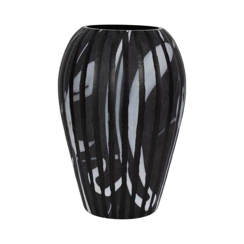 Glass Small Curved Tapered Decorative Vase - Black