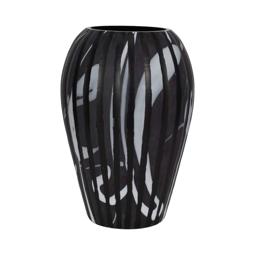 Glass Small Curved Tapered Decorative Vase - Black