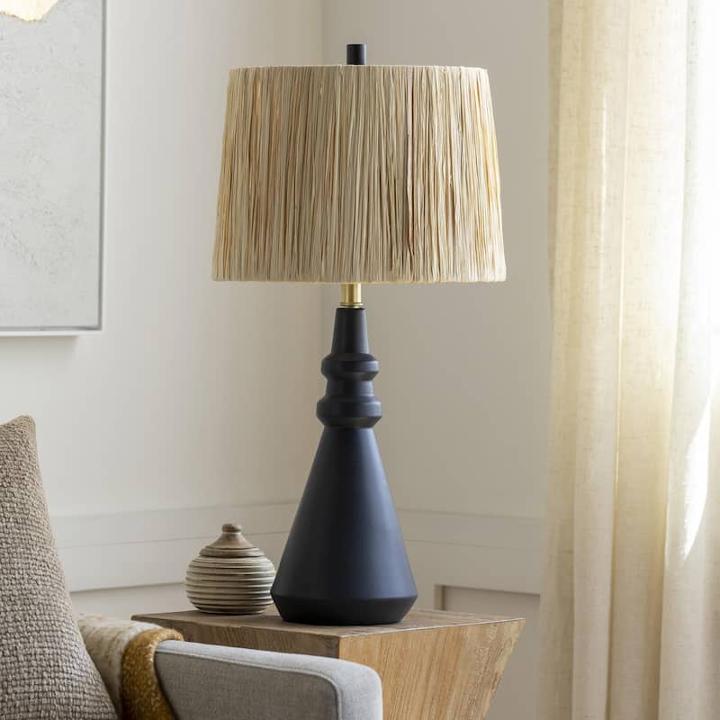 Lyla Ceramic Table Lamp - 28"H x 14"W x 14"D - 28"H x 14"W x 14"D - Black