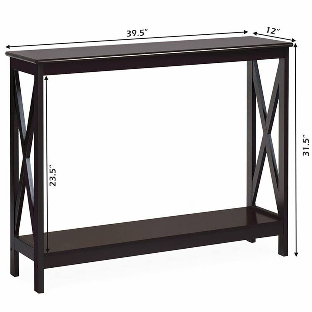 2Tier XDesign Bookshelf Sofa Side Accent Console Table in Espresso