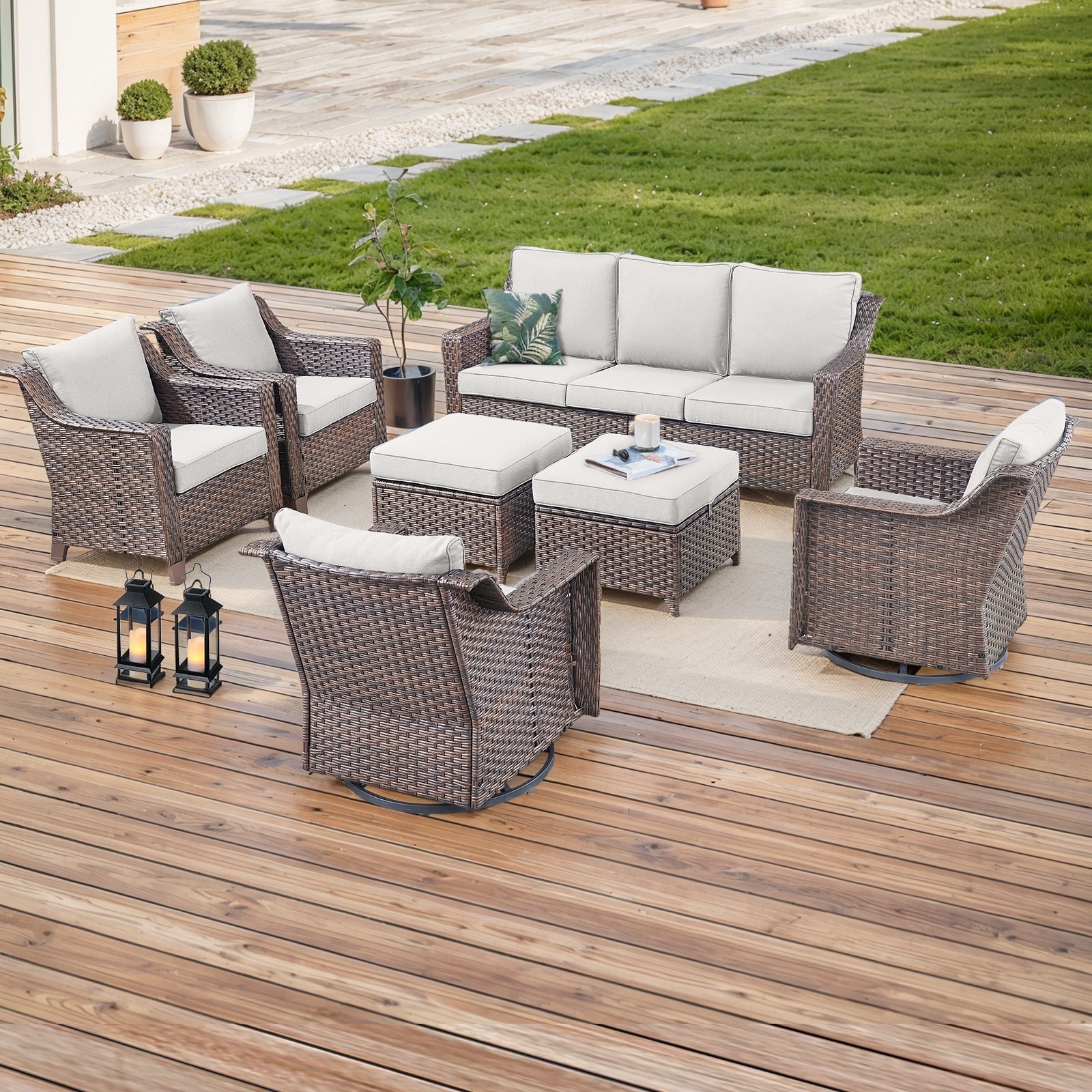 All Weather Sofa with Outdoor Swivel Chairs Ottomans On Sale Bed Bath Beyond 40885567