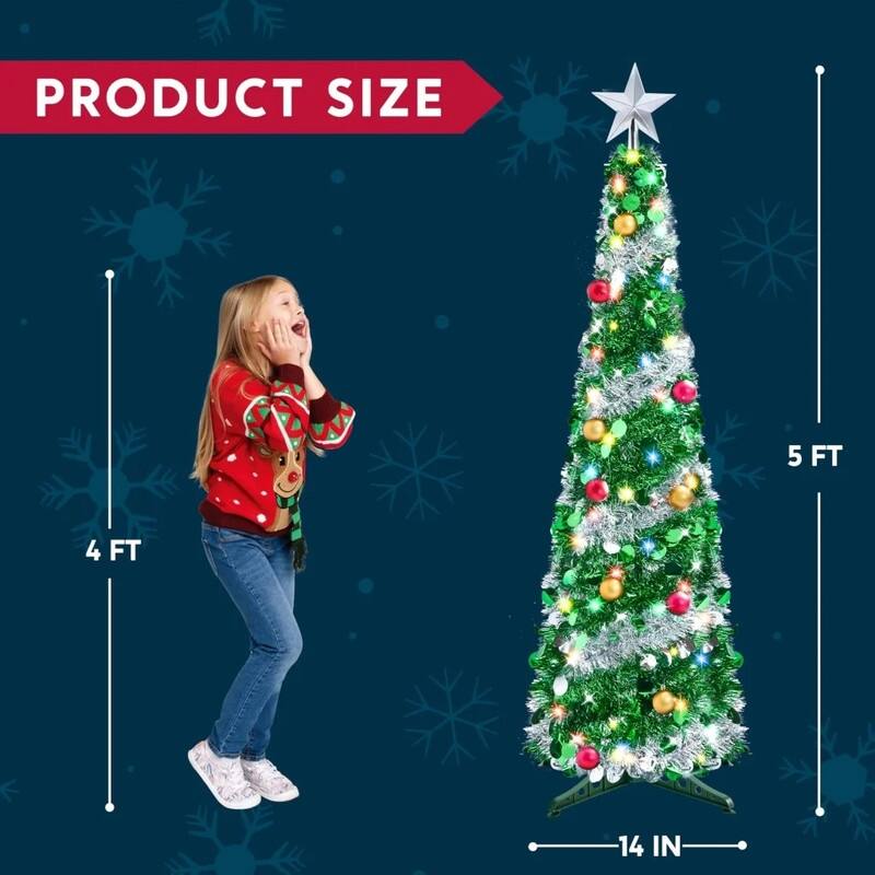 5 FT Pre Lit Tinsel Christmas Tree