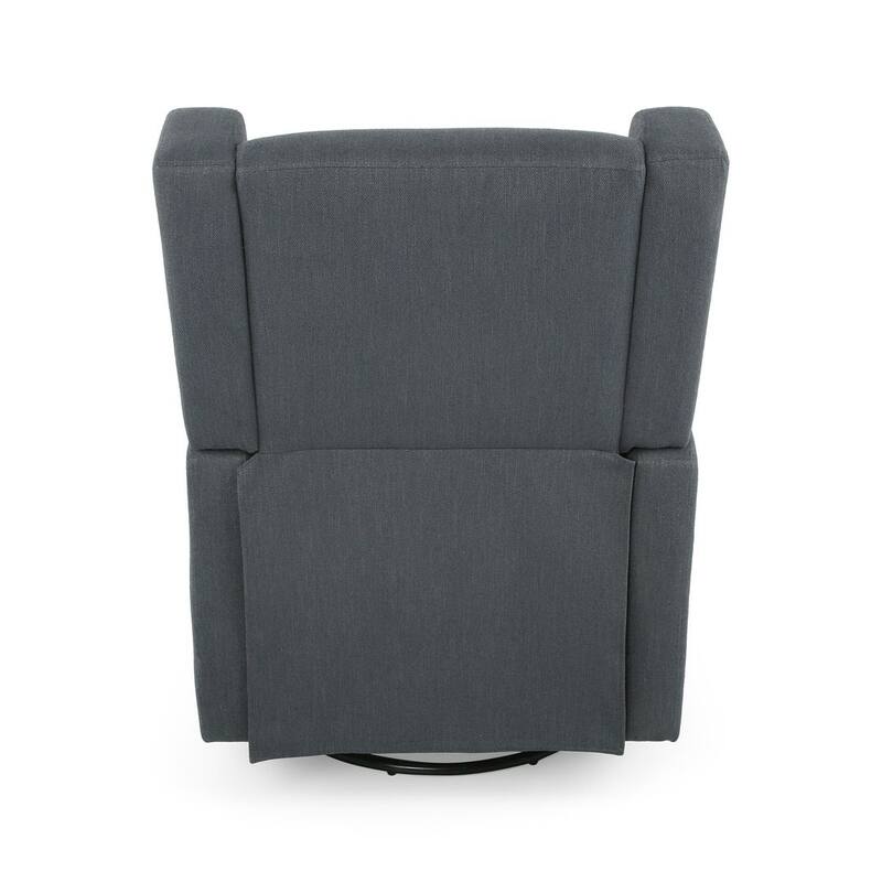 Charcoal Fabric Swivel Glider Recliner with Wingback Design by Christopher Knight Home
