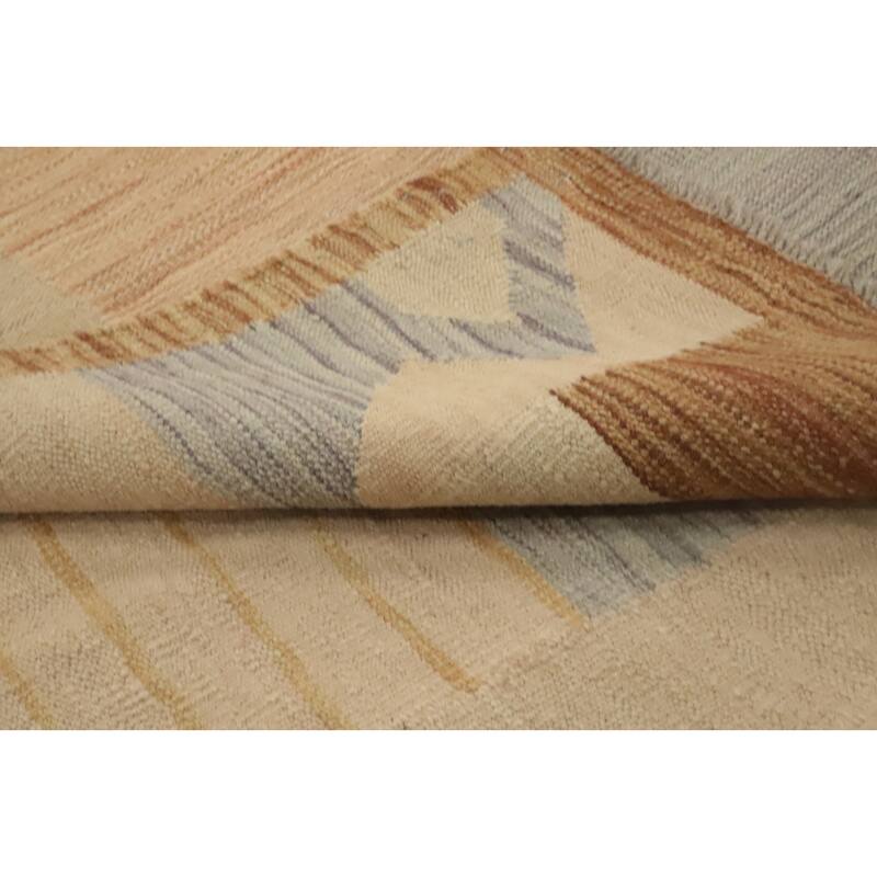 Hand Woven Oriental 100% Wool Carpet Southwestern Modern Multi-Colored Kilim Area Rug - 9' 0'' X 5' 11''