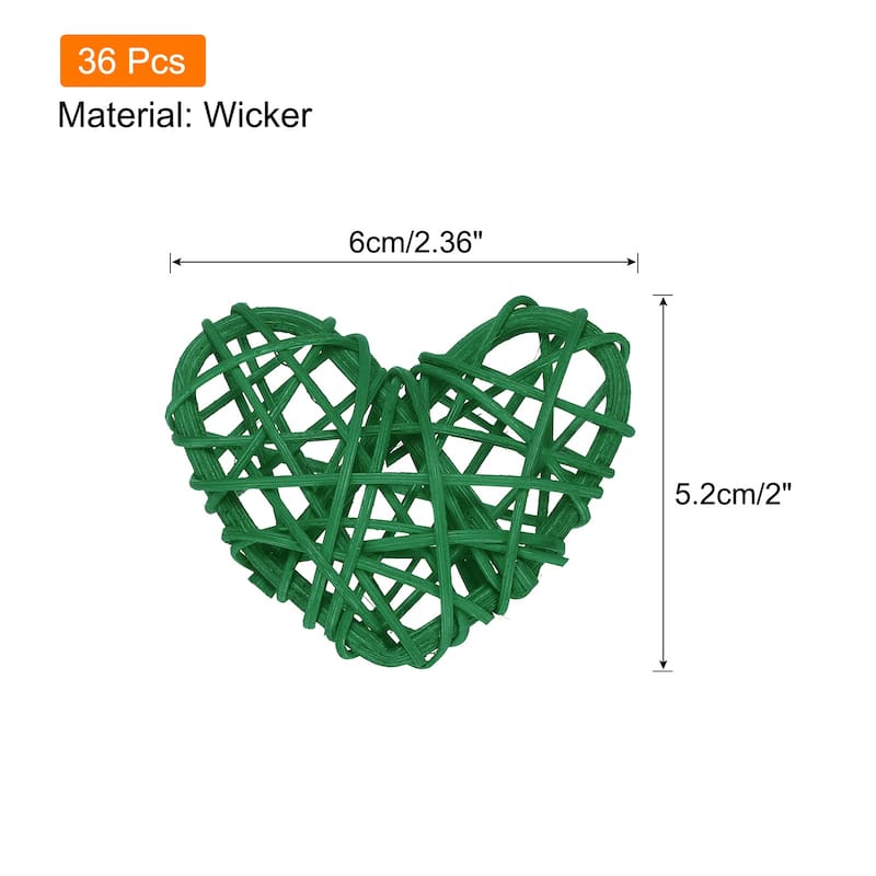 12Pcs Heart Rattan Ball Vase Filler Home Decoration 2.36 in