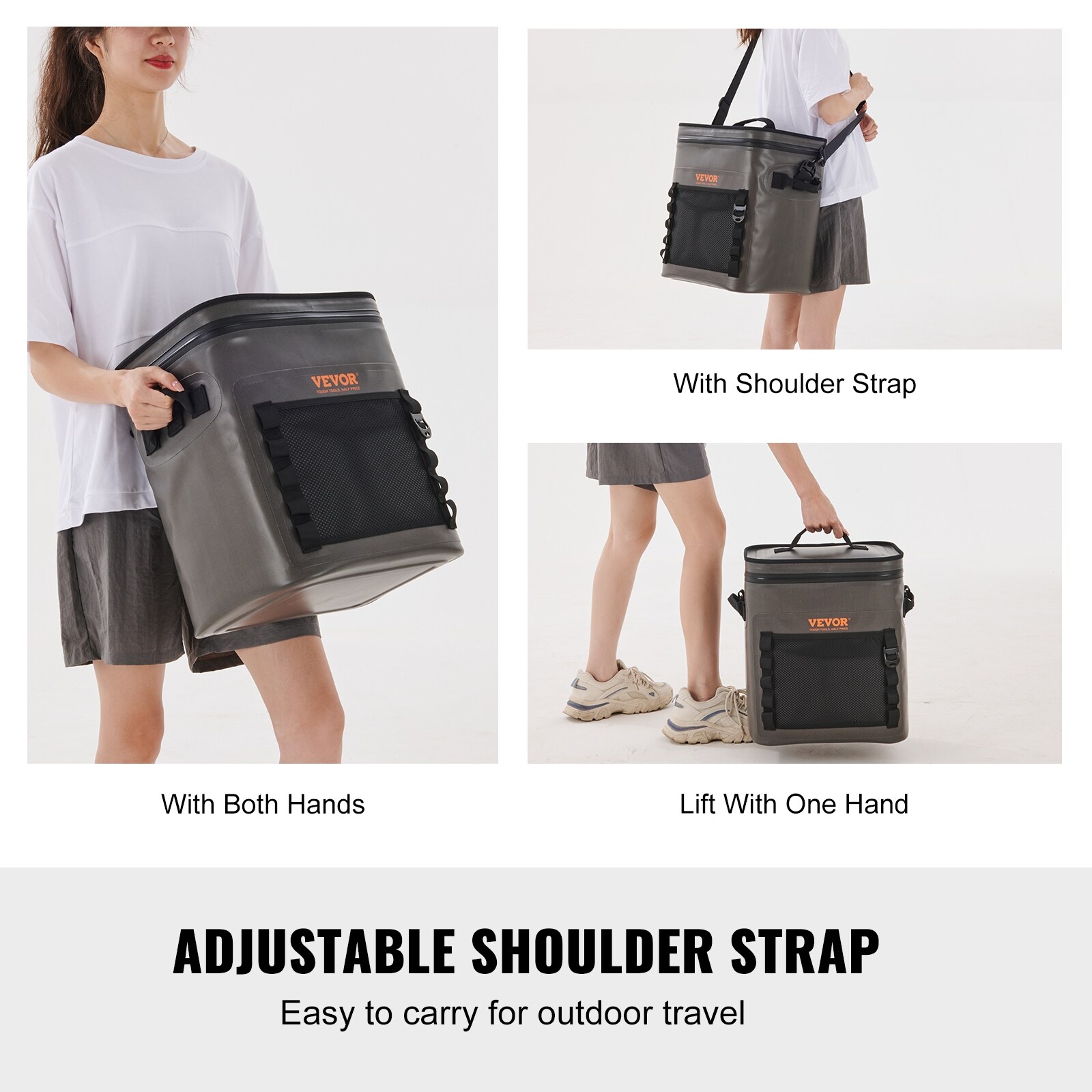 VEVOR Soft Cooler Bag 24 Cans Soft Sided Cooler Bag Leakproof with Zipper Waterproof Soft Cooler Insulated Bag Lightweight Portable Collapsible