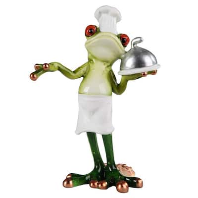 Q-Max 6"H Frog Chef Statue Funny Animal Decoration Figurine