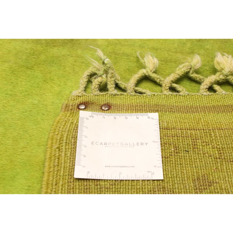ECARPETGALLERY Hand-knotted Color Transition Lime Wool Rug - 2'9 x 9'9