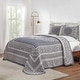 preview thumbnail 9 of 33, Cotton Blend Oversized Vintage Floral Scroll Bedspread Set by Superior Denim Blue - King