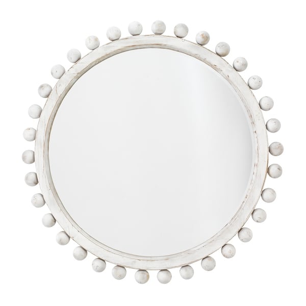 slide 2 of 6, Alden Decor Orion Round Wood Mirror White
