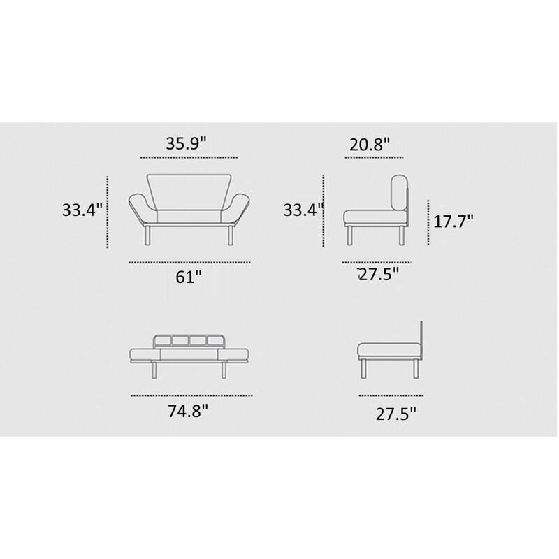 Gazapizm Metal Frame, Tufted Removable Cushions Loveseat