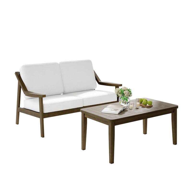 Outdoor Patio Wood Bistro Set/Loveseat Set
